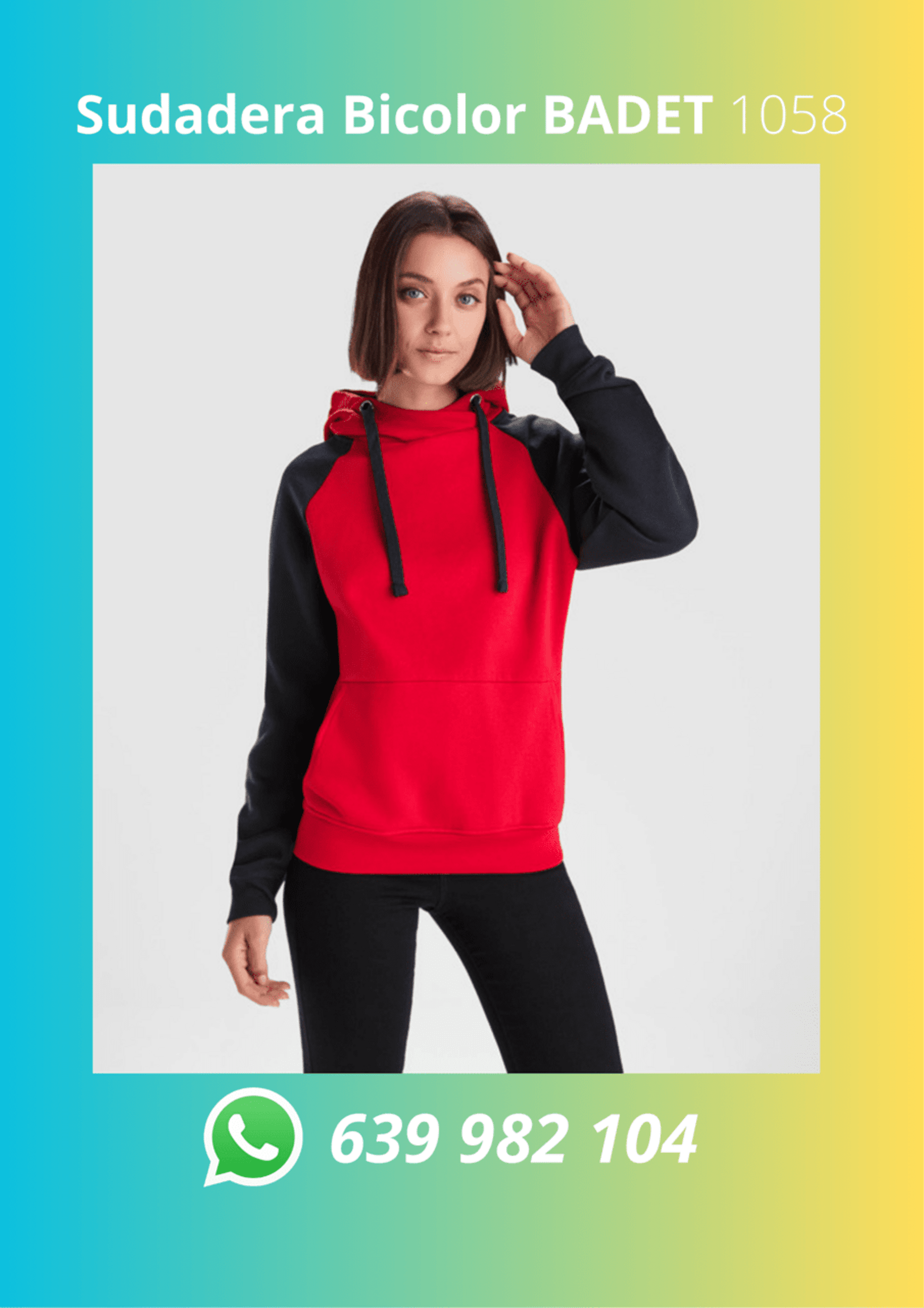 Sudadera unisex  bicolor con capucha BADET 1058 - 8