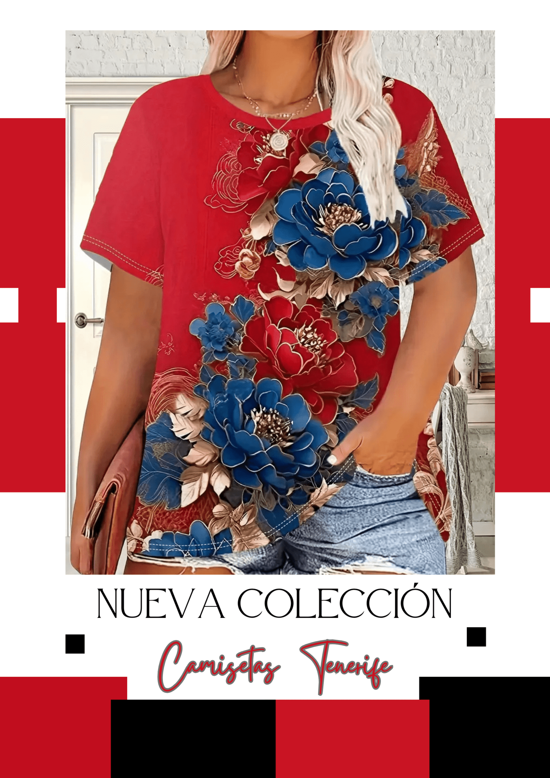 Camiseta Flor Azul - 1