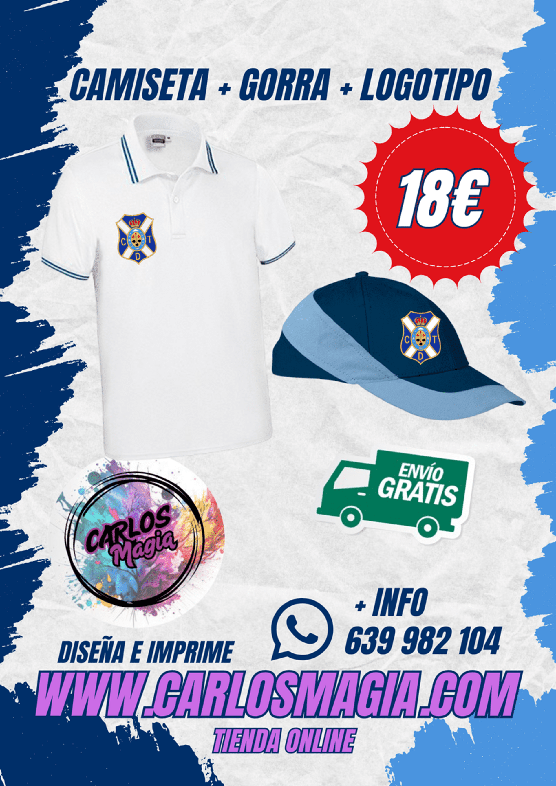 camisetas futbol carlos magia imprenta tenerife - 1