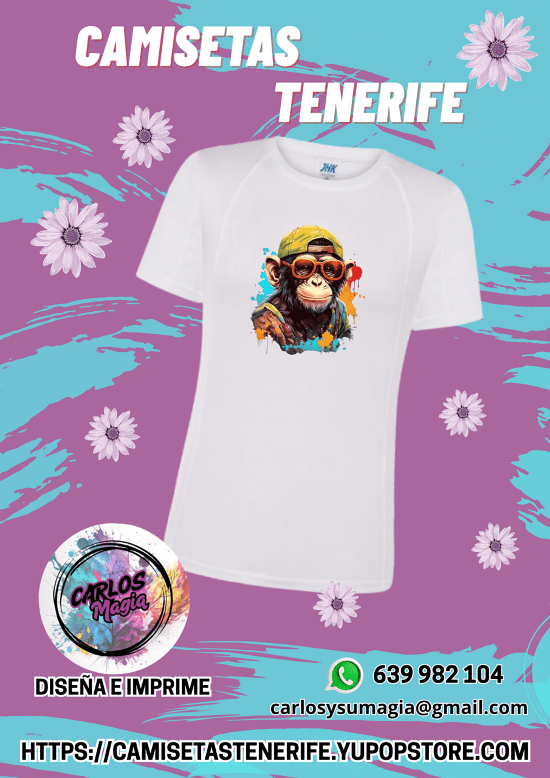 camiseta mono con gafas - 1