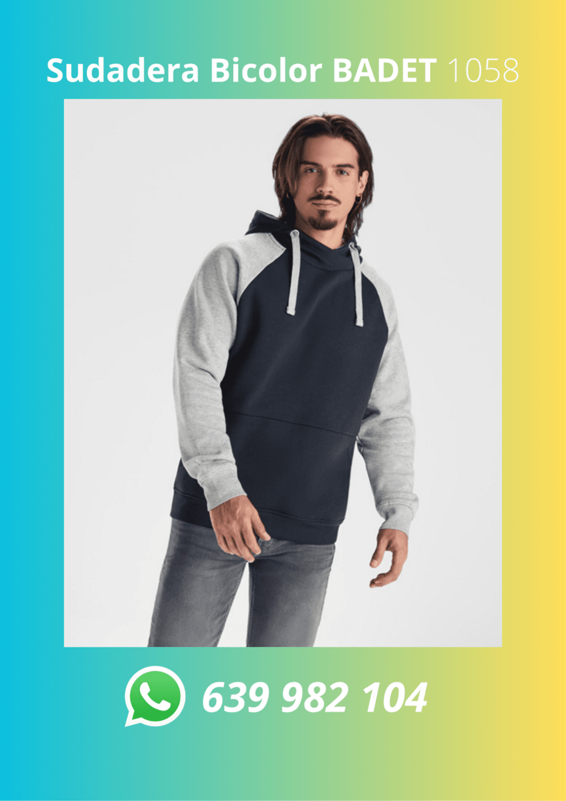 Sudadera unisex  bicolor con capucha BADET 1058 - 5