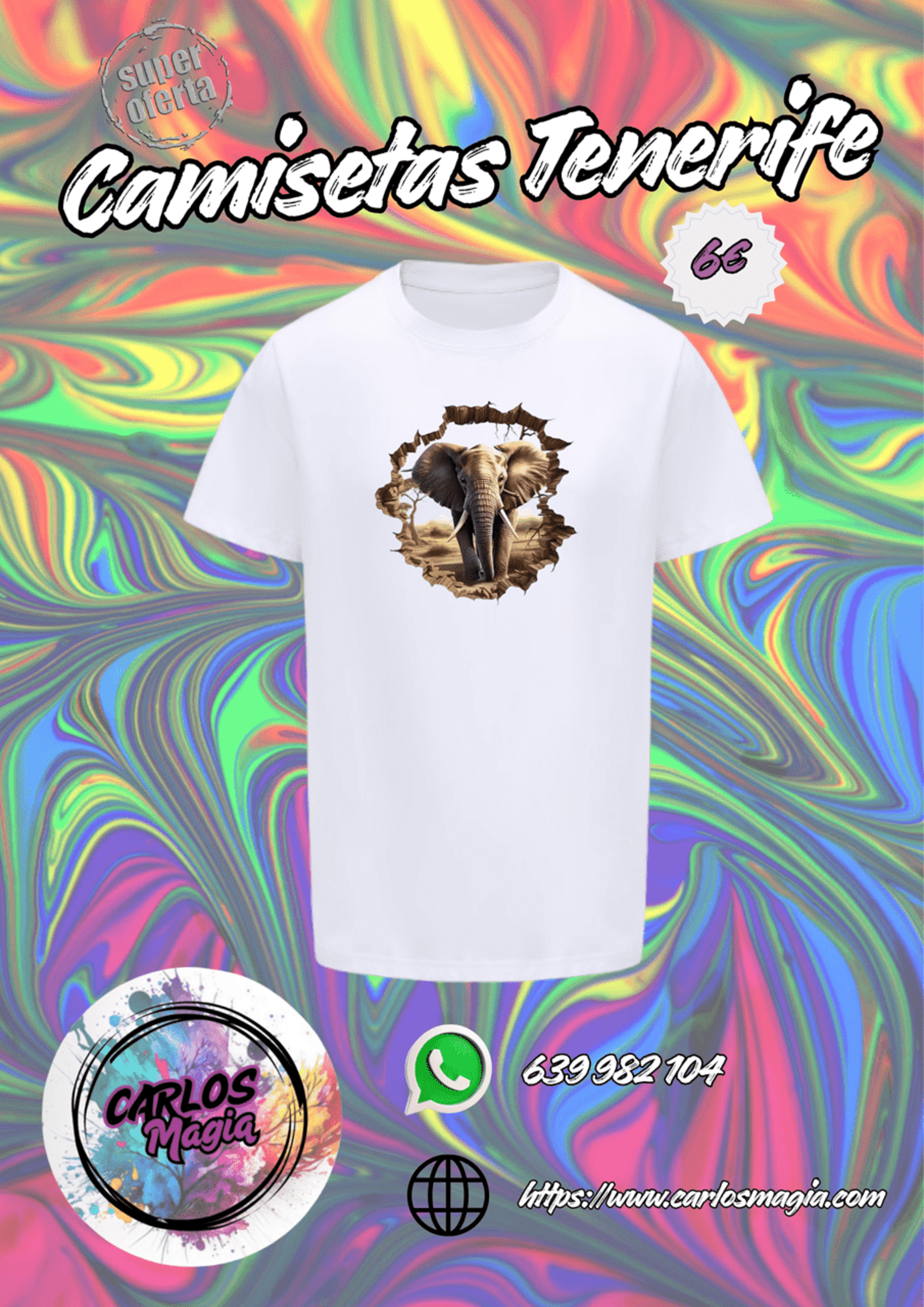 camiseta blanca estampado elefante - 1