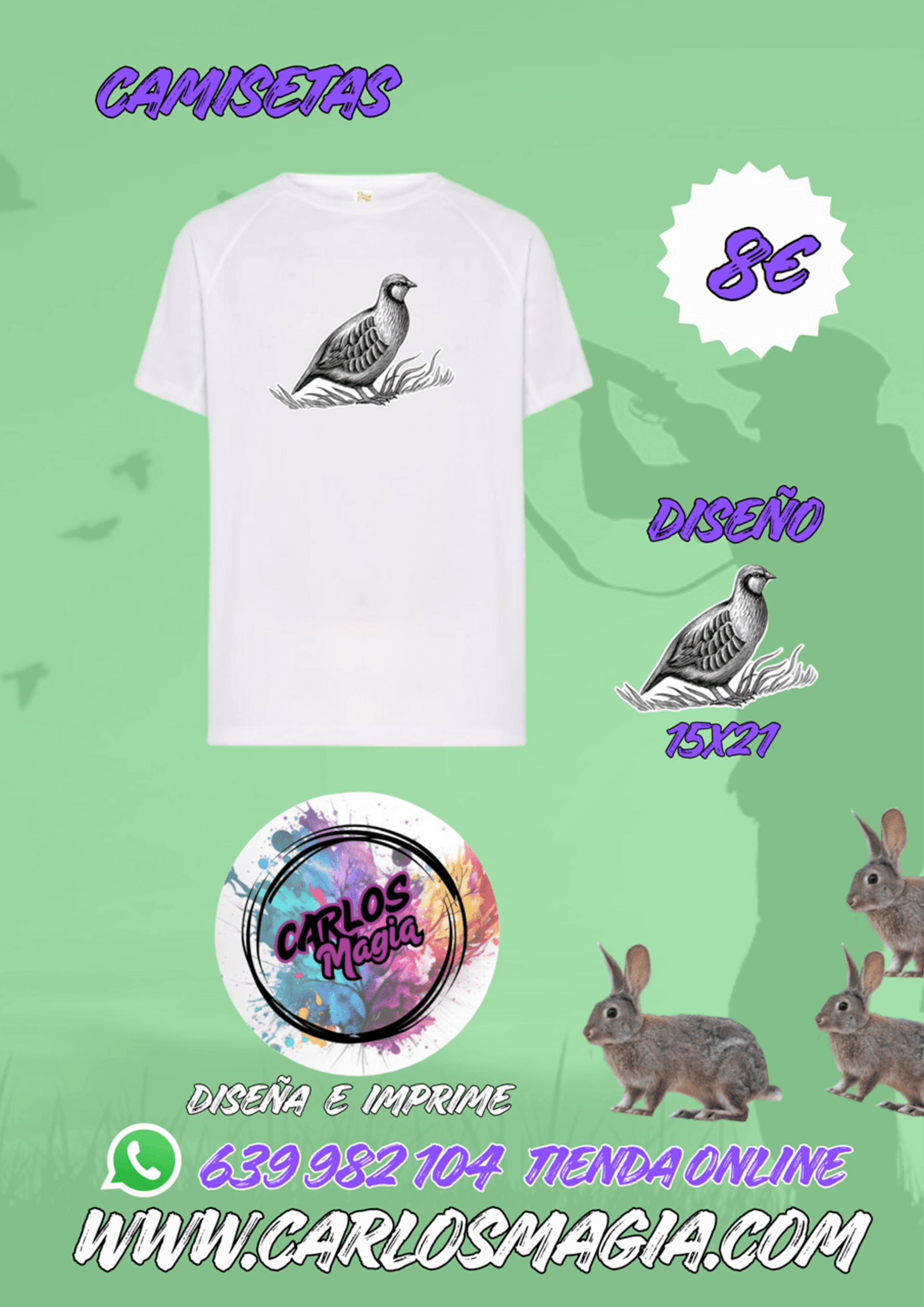 Camiseta Poliéster Varias.  (Diseño 15x21) - 2