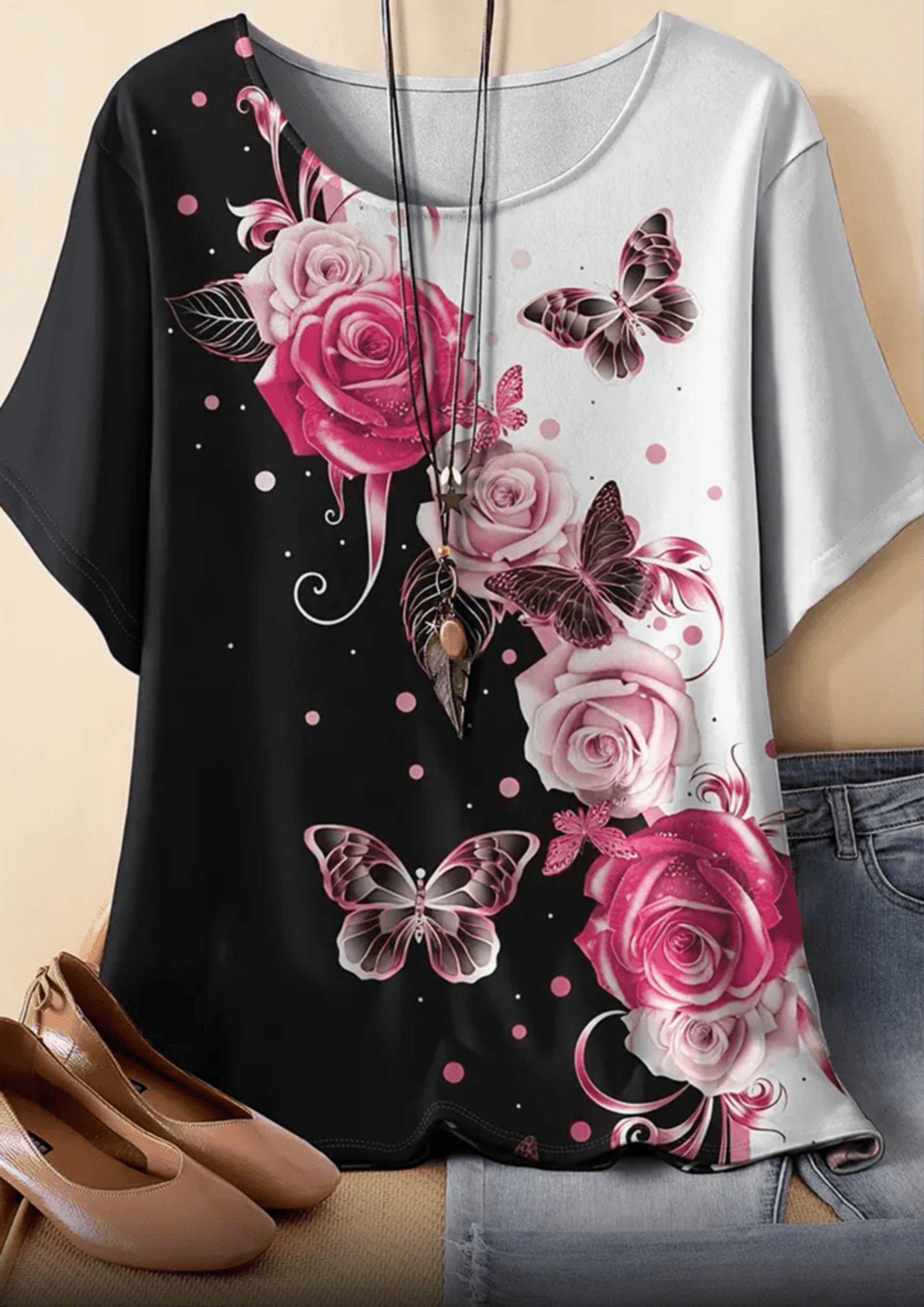 Camiseta Flor y Mariposa - 2