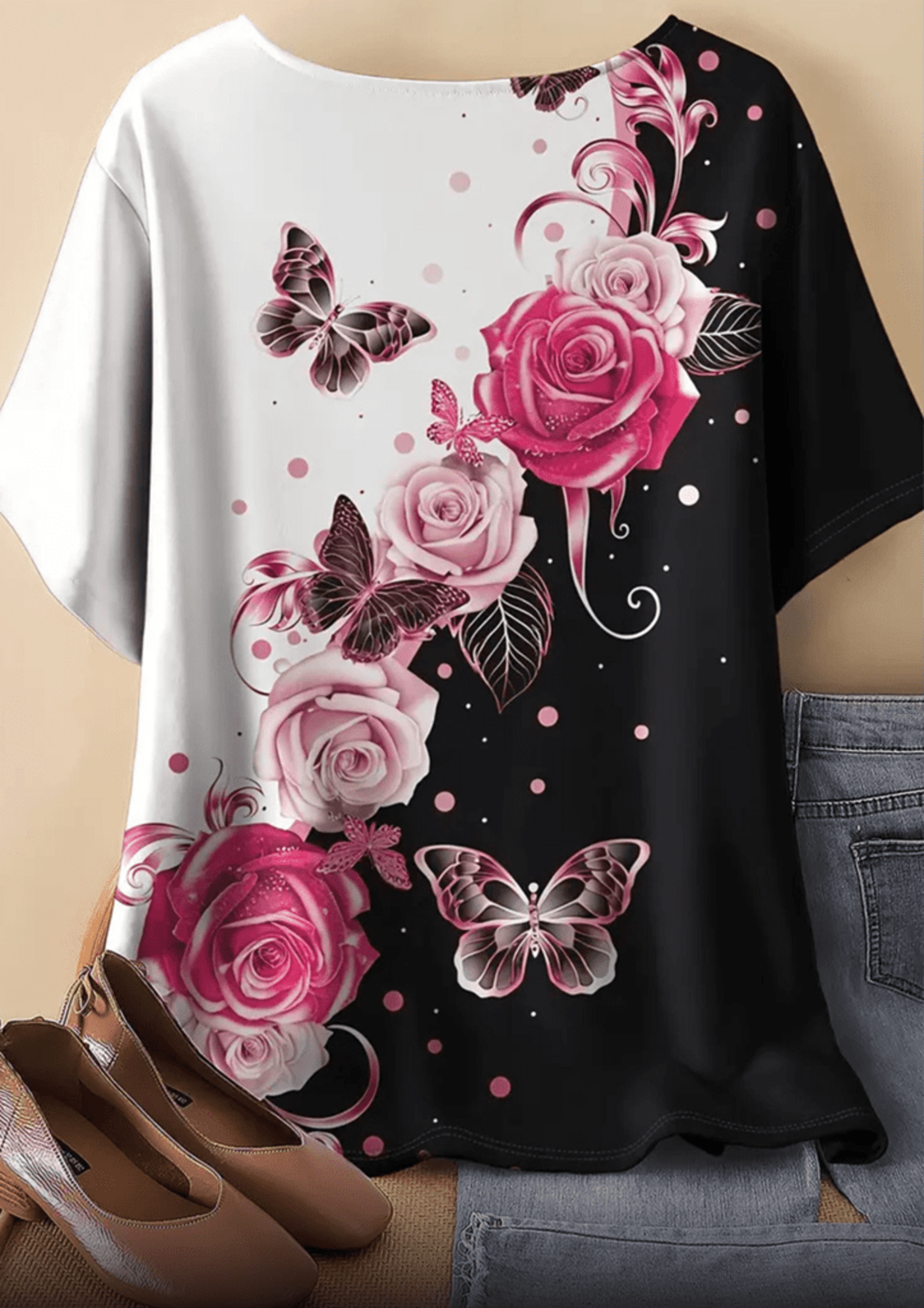 Camiseta Flor y Mariposa - 1