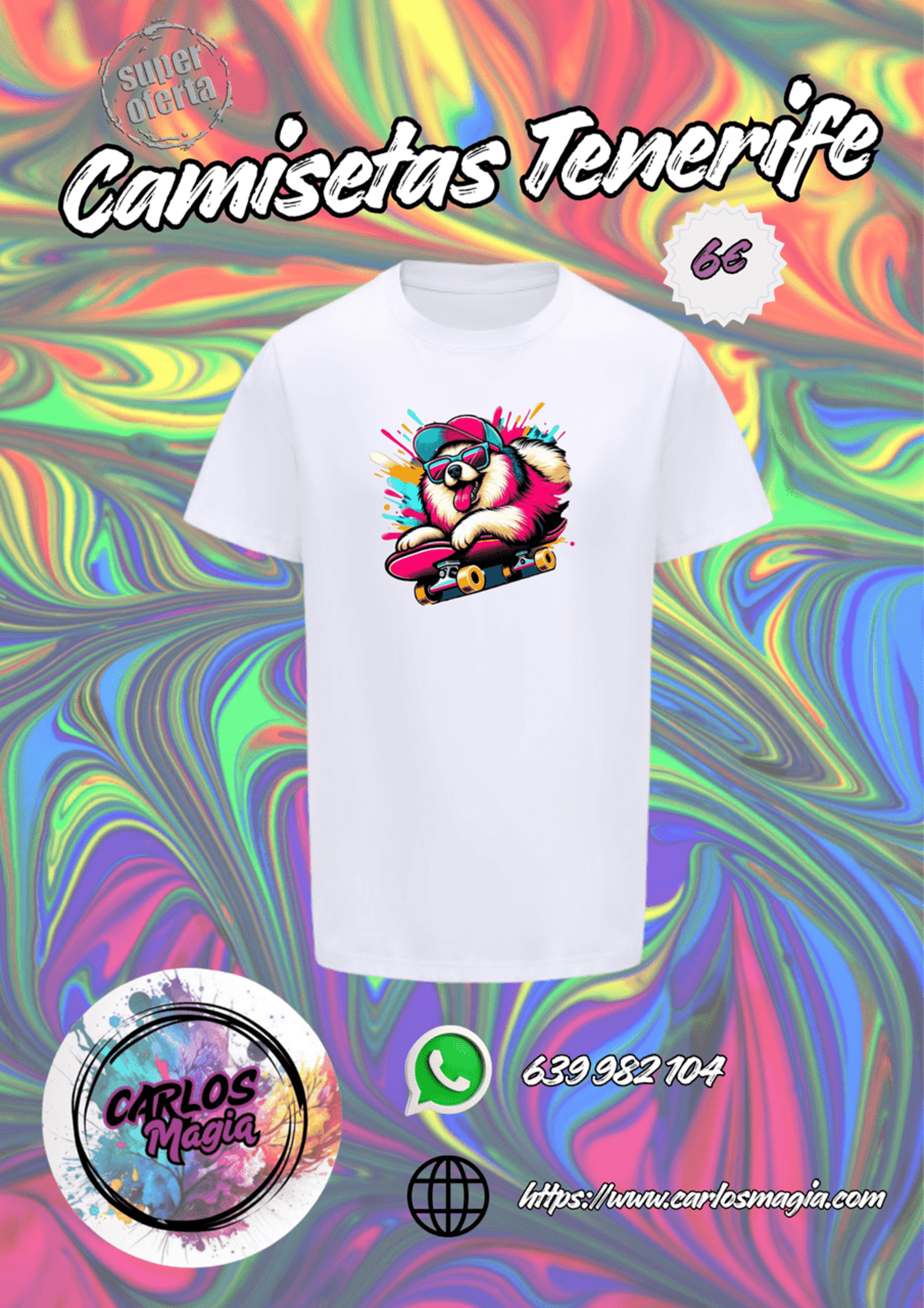 camiseta perro feliz patín - 1